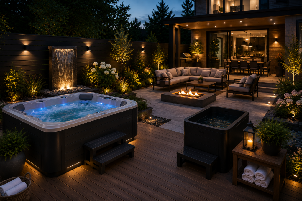 hot tub and chill tub dusk 2